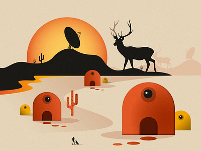 Mirage II affinity designer deer desert landscape minimalism orange sand surrealism vector vector landscape yellow