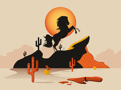Mirage III affinity designer cactus desert landscape minimalism orange sand stallion surrealism vector vector landscape yelllow