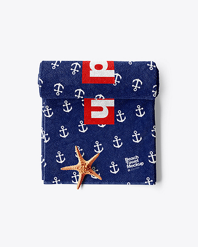 Free Download PSD Beach Towel Mockup - Top View free mockup template mockup designs