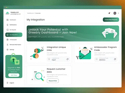 My Integration Dashboard UI api app b2b clean concept dashboard design green integration ios link modern product responsive dashboard saas store store dashboard ui ux website