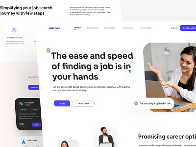 Finding Job Website clean ui employee find work finding job web design finding job website hiring home page job job listing job search landing page minimal portal product design recruitment uiux web web design website website ui