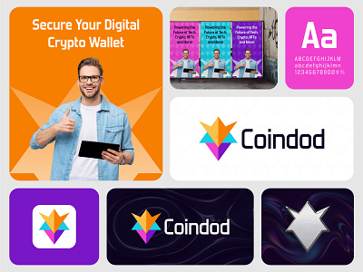 Coindod Crypto Brand Identity Design blockchain network brand identity branding branding agency branding and identity crypto logo crypto wallet design graphic design logo logo and branding logo design modern logo monogram logo nft token tech logo technology logo vidual identity visual design