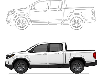 Honda Ridgeline | Trailsport 24 honda illustration illustrator pickup truck ridgeline trailsport transportation truck vector vector art vehicle