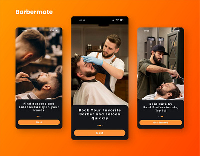 Barber booking App 3d animation barber booking mobile app branding design graphic design logo mobile mobile app mockups motion graphics prototyping screens ui ui design uiux user experience user interface wireframe