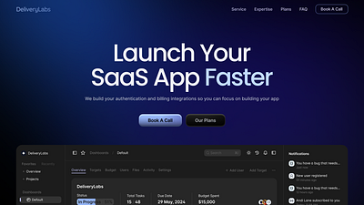 Delivery Labs — Hero Section landing page saas saas design website design website design for saas