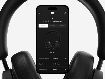 Urbanista App app clean dark design flat headphones interface mobile settings ui ux