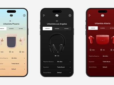 Urbanista App app battery clean colorfull design earphones flat headphones interface mobile settings solar ui ux