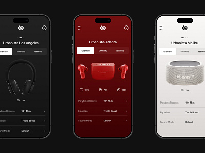 Urbanista App app battery clean colorfull design earphones flat headphones interface mobile settings solar sound ui ux voice
