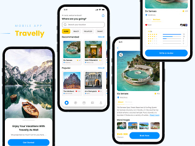 Travelly Mobile App design figma mobile design travel ui ux vacation