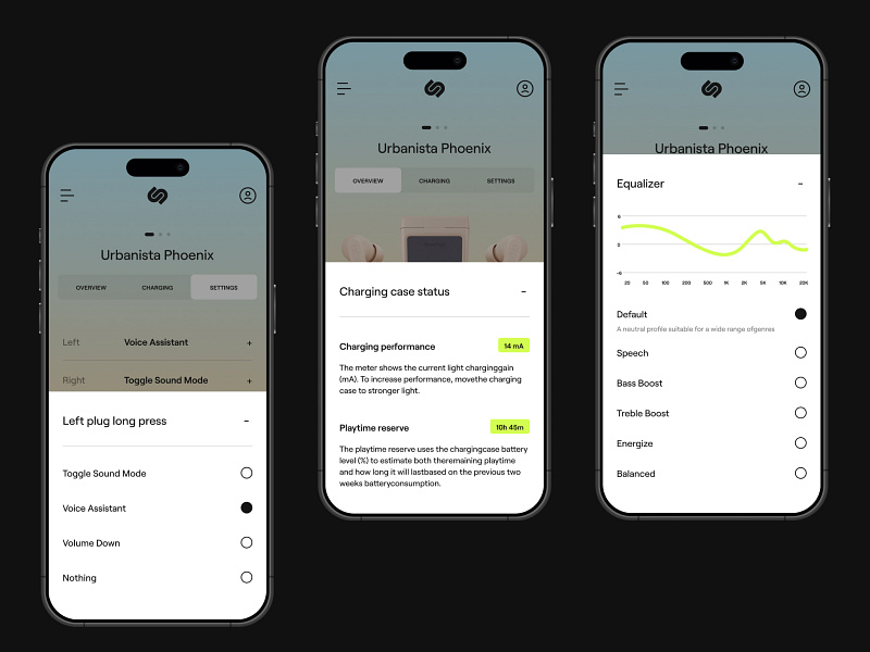 Urbanista App app chart clean design earphones equalizer flat headphones interface mobile settings ui ux
