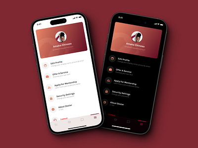 Dex Mobile App (Profile) ios iphone menu mobile app modal pop up profile settings