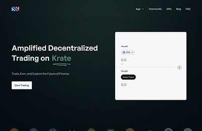 Landing Page: Amplified Decentralized Trading on Krate animation crypto cryptolandingpage landing ui web web3