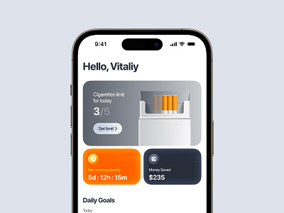 Smoking quitting iOS app design application cigarette cigarettes clean clean ui design graphic design health healthy ios light light theme minimal minimal ui mobile mobile app smoke smoking ui ux