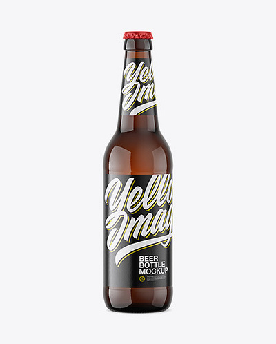 Free Download PSD Amber Glass Beer Bottle Mockup branding mockup mockup designs