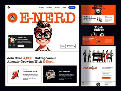 Entrepreneur mentoring website 2d creative flat full page illustration landing page landing page design learning mentor orange type ui ux vibrant web design website design