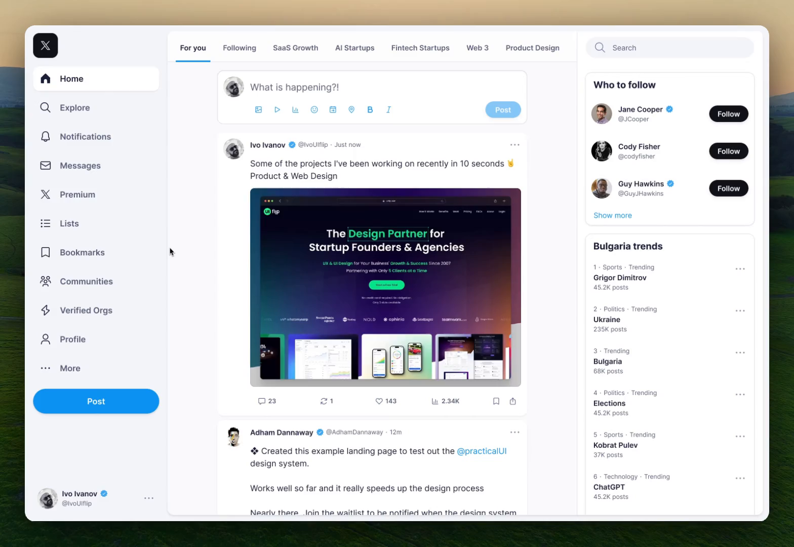 Twitter redesign concept interactive prototype by Ivo Ivanov on Dribbble