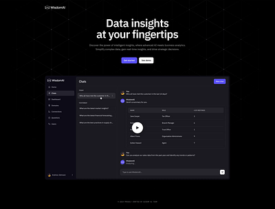 WisdomAI - Landing Page Hero Animation after effects ai animation assistant business chat dashboard data framer grid hero insights landing page lottie motion graphics saas source ui web3 wisdom