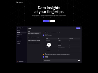 WisdomAI - Landing Page Hero Animation after effects ai animation assistant business chat dashboard data framer grid hero insights landing page lottie motion graphics saas source ui web3 wisdom