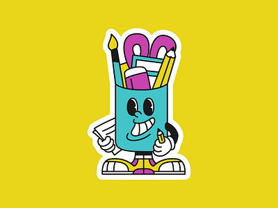 Bro Stationery ✏️✂️🖌️ cyan design illustration logo magenta mascot office sneaker stationery sticker yellow