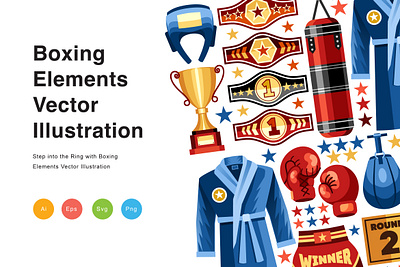 Boxing Elements Vector Illustration victory
