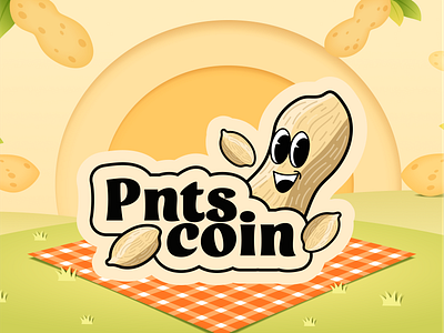 pnts.coin | meme coin logo brand design brand identity branding coin crypto cryptocurrency illustration logo logo design meme meme coin meme logo nuts peanuts pnts print token typography