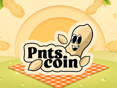 pnts.coin | meme coin logo brand design brand identity branding coin crypto cryptocurrency illustration logo logo design meme meme coin meme logo nuts peanuts pnts print token typography