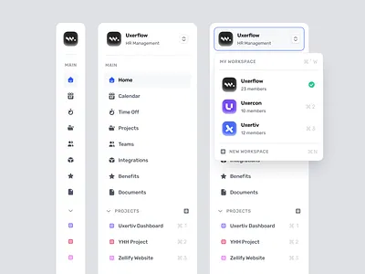 Uxer Digital - Sidebar Navigation Dashboard agency app clean dashboard design system hr hr management icon menu minimal nav bar navigation side menu sidebar sidebar menu ui ux web web app website