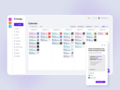 Contiyo - Calendar application calendar clean design figma organization simple socialmedia ui