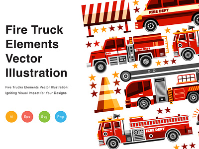 Fire Trucks Elements Vector Illustration dumpster