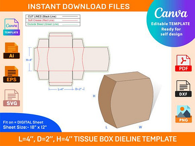 Tissue Box Dieline Template box box die cut design dieline illustration packaging packaging design vector