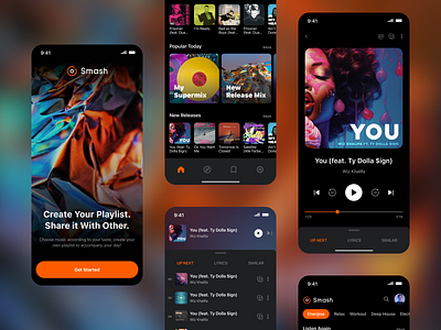 Music Player Mobile App app apple music artist logo mobile music player playlist release song sound spotify track