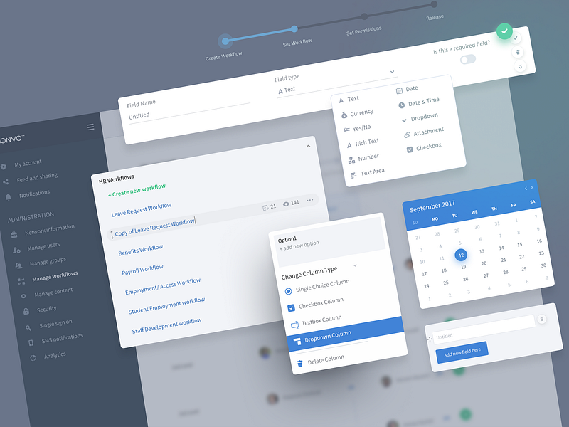 Convo Easyflow: Business Process Automation admin admin workflow calendar cards collaboration components convo create form dasboards easyflow finance flow flow chart hr management sales supply chain workflow