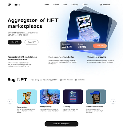 NFT marketplace - Landing page design graphic design interface landing page ui uidesign uiux web design