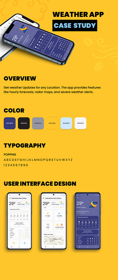 Case Study : Weather App case study color theory designing figma graphic design icons research typography ui user interface weather