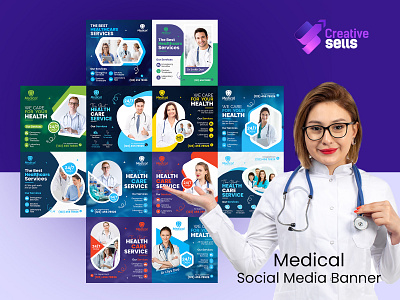 Medical Doctor Social Media Banner advertisement advertising design banner design branding business corporate design doctor flyer graphic design health care instagram post marketing medical flyer square flyer template ui web banner ‍social media banner