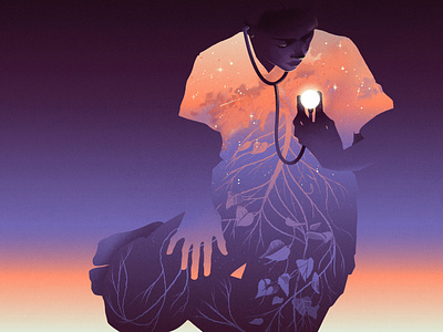 The Nocturnists branding conceptual cover art digital editorial eleni debo folioart gradient illustration medical texture