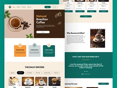 BUNAWA Website- Home Page https://2okp11.yallaqrcodes.com/ branding bunuwa website clean web coffe website fast food web home page landing page landing page coffe new coffe home news page page story ux ui website design