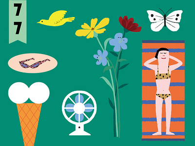Summer poster illustration calender illustration object poster poster illustration sticker summer summer illustration