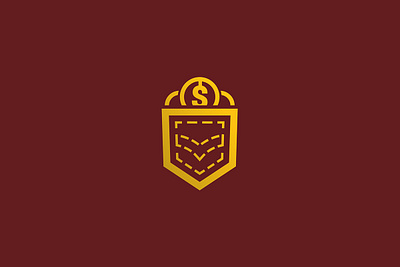 Pocket Coin Logo app coins design golden logo logo design logotype minimal pocket pocket coins logo simple