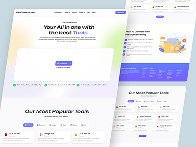 Online File Converter Web Design Landing Page ui