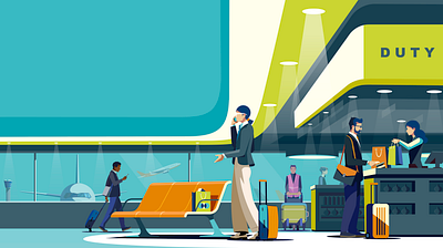 Annual Report airport annual report business character corporate digital folioart illustration peter greenwood travel vector