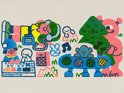 Pattern for Swedish Columbia cartoon chill cute design doodle fun girl hip hop illustration japanese kawaii lofi girl monster music pattern print riso smiski ufo