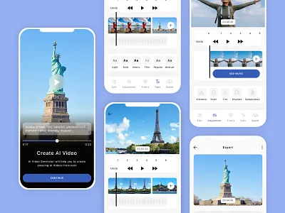 AI Video Editor Mobile App UI Kit ai app artificial chatbot chatgpt collage design edit editor intelligence ui ui design ui kit ux video
