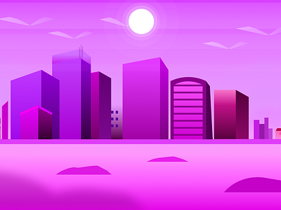 Purple city art bageldog building city illustration purple vector viola