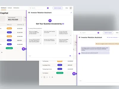 GPT Gen AI Assistant Design in Investment SaaS ai design b2b b2bsaasapp dashboard design gpt gpt design platform realestate saas saas app saas design ui