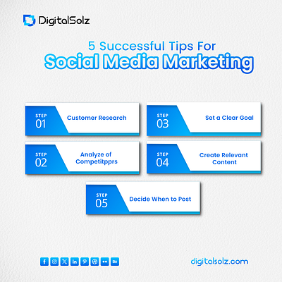 5 Successful Tips for Social Media Marketing branding business business growth design digital marketing digital solz illustration marketing social media marketing ui