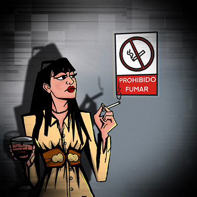 Araceli illustration lady no smoking procreate smoke spanish
