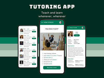 Tutoring app app design ui ux