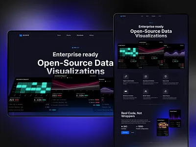 Open-source Project Landing Page area bar blocks charts clean code dashboard design github heatmap list mobile open source simple ui ux visual visualization