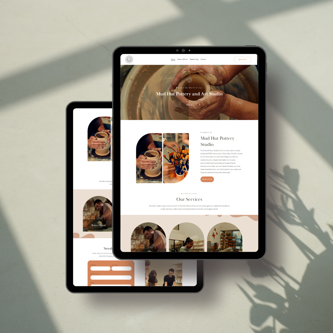 Mud Pottery website 3d animation artisticdesign branding graphic design potterystudio ui visualappeal webdesign wix